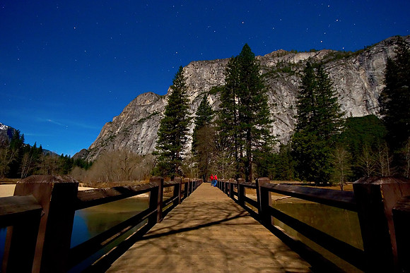 Swinging Bridge at Night